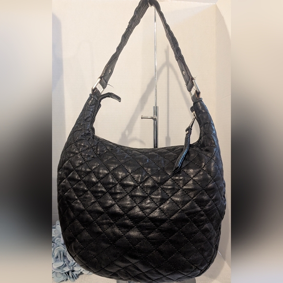 GWEN STEFANI LAMB BLACK QUILTED SHOULDER BAG HOBO PURSE FEED SACK - Picture 8 of 15